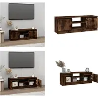vidaXL Armoire TV avec porte Chêne fumé 102x30x36 cm - Armoire TV Avec Porte - Armoires TV Avec Portes - Meuble TV - Support TV