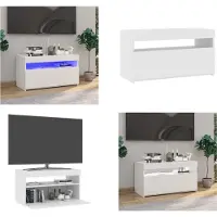 vidaXL Armoire TV avec lampes LED blanc brillant 75x35x40 cm - Armoire TV - Meubles TV - Supports TV