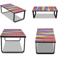 vidaXL Table basse avec motif arc-en-ciel plateau en verre - Table basse - Tables basses - Table à café