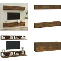 vidaXL Armoires murales TV 4 pcs. Chêne fumé 100x30x30 cm - Meuble TV mural - Meubles TV muraux - Meubles TV