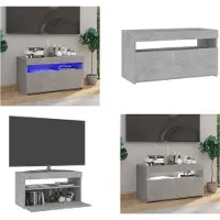 vidaXL Armoire TV avec lampes LED gris béton 75x35x40 cm - Armoire TV - Meubles TV - Supports TV