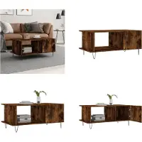 vidaXL Table basse chêne fumé 90x50x40 cm Bois composite - Table basse - Tables basses - Table d'appoint - Table de salon