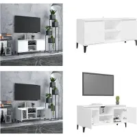 vidaXL Armoire TV avec pieds métalliques Blanc 103,5x35x50 cm - Armoire TV - Armoires TV - Sideboard