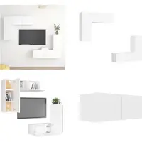 vidaXL 4 pcs. Set d'armoire TV Blanc Bois composite - Ensemble d'armoires TV - Ensemble d'armoires TV - Ensemble d'armoires TV suspendues