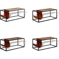 vidaXL Table basse avec porte-revues en cuir véritable 110x50x45 cm