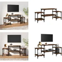 vidaXL Armoire TV chêne fumé 117x35x52 cm Bois composite - Armoire TV - Meubles TV - Supports TV