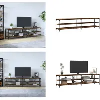 vidaXL Armoire TV chêne fumé 200x30x50 cm Bois composite et métal - Meuble TV - Armoires TV - Supports TV - Meubles TV