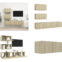 vidaXL 4 pcs. Armoire TV Sonoma chêne bois composite - Ensemble d'armoires TV - Ensembles d'armoires TV - Ensembles d'armoires TV suspendues
