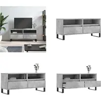 vidaXL Armoire TV gris béton 100x34,5x44,5 cm Bois composite - Armoire TV - Panneaux TV - Tableau TV
