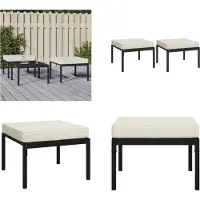 vidaXL Tabouret de jardin avec coussins couleur sable 2 pcs 60x60x35 cm Acier - Tabouret de jardin - Tabouret de pied - Tabouret de pied