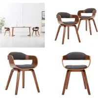 vidaXL Chaise de salle à manger 2 pcs. Gris foncé Tissu et bois courbé - Chaise de salle à manger - Chaise de salle à manger - Chaise de salle à manger