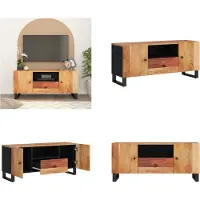 vidaXL Armoire TV 105x33,5x46 cm Acacia massif & bois composite - Armoire TV - Meubles TV - Supports TV