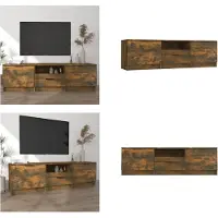 vidaXL Armoire TV chêne fumé 140x35x40 cm Bois composite - Armoire TV - Meubles TV - Support TV