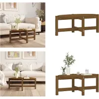 vidaXL Table basse brun miel 87x48x35 cm Pin massif - Table basse - Tables basses - Table d'appoint - Table de salon