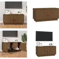 vidaXL Armoire TV Marron Miel 80x34x40 cm Pin massif - Armoire TV - Meubles TV - Supports TV