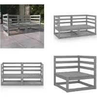 vidaXL Canapé de jardin 2 places Gris Pin massif - Canapé de jardin - Canapé en bois - Canapés en bois
