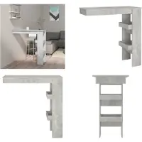 vidaXL Table de bar murale gris béton 102x45x103,5 cm Bois composite - Table de bar murale - Tables de bar - Table de fête