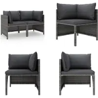 vidaXL Canapé de jardin 2 places avec coussins Gris Poly Rattan - Canapé de jardin - Canapés de jardin - Lounge - Lounges