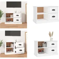 vidaXL Armoire TV Blanc 73x35,5x47,5 cm Bois composite - Armoire TV - Meubles TV - Supports TV
