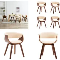 vidaXL Chaise de salle à manger 4 pcs. Crème Bois courbé et similicuir - Chaise de salle à manger - Chaise de salle à manger - Chaise