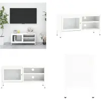 vidaXL Armoire TV Blanc 90x30x44 cm Acier et verre - Armoire TV - Meubles TV - Supports TV