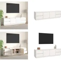 vidaXL Armoire TV Blanc 176x37x47,5 cm Pin massif - Armoire TV - Meubles TV - Supports TV