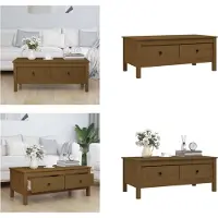 vidaXL Table basse brun miel 100x50x40 cm Pin massif - Table basse - Tables basses - Table d'appoint - Table de salon