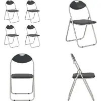 vidaXL Chaise de salle à manger pliante 4 pcs. noir similicuir - Chaise - Chaises - Chaise pliante