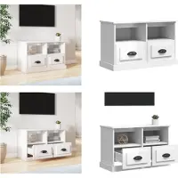 vidaXL Armoire TV Blanc brillant 80x35x50 cm Bois composite - Armoire TV - Meubles TV - Supports TV