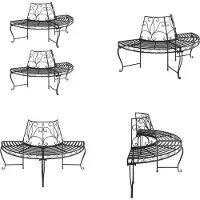 vidaXL Bancs en forme d'arbre demi-ronds, lot de 2, Ø 160 cm, acier noir - Banc en forme d'arbre - Bancs en forme d'arbre - Banc - Banc public