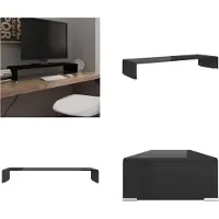 vidaXL Table TV/rehausse d'écran verre noir 90x30x13 cm - Armoire TV - Meubles TV - Armoire TV