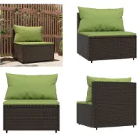 vidaXL Garden Centre Sofa with Cushion Brown Poly Rattan - Centre Sofa - Centre Sofas - Sofa - Outdoor Sofa