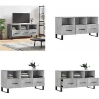 vidaXL Armoire TV gris béton 102x36x50 cm Bois composite - Armoire TV - Meubles TV - Supports TV