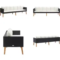 vidaXL Canapé de jardin 3 places avec coussins Poly rotin noir - Canapé de jardin - Canapé - Canapés