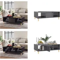 vidaXL Table basse Gris brillant 103,5x60x35 cm Bois composite - Table basse - Tables basses - Tables basses