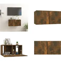 vidaXL Armoire TV murale chêne fumé 60x30x30 cm Bois composite - Meuble TV mural - Armoire TV - Meubles TV