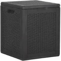 vidaXL Boîte de rangement de jardin 90 L noir PP rotin