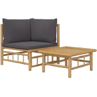 vidaXL Ensemble de salon de jardin 2 pièces avec coussins gris foncé en bambou