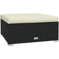 vidaXL Tabouret de jardin avec coussin noir 70x70x30 cm Poly rotin