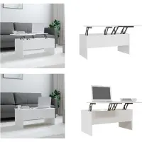 vidaXL Table basse blanche 102x50,5x46,5 cm Bois composite - Table basse - Tables basses - Table d'appoint - Table de salon