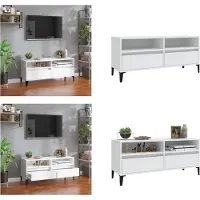 vidaXL Armoire TV Blanc 100x34,5x44,5 cm Bois composite - Meuble TV - Armoires TV - Supports TV - Meubles TV