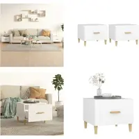 vidaXL Tables basses 2 pcs. Blanc 50x50x40 cm Bois composite - Table basse - Tables basses - Table d'appoint - Table de salon