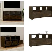 vidaXL Armoire TV chêne fumé 102x37,5x52,5 cm Bois composite - Armoire TV - Armoires TV - Lowboard - Armoire stéréo