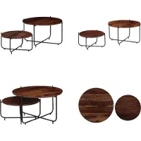 vidaXL Ensemble table basse 2 pièces bois massif 60 x 35 cm - Table basse - Tables basses - Tables basses
