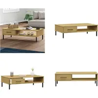 vidaXL Table basse OSLO avec pieds en métal Marron Pin massif - Table basse - Tables basses - Table d'appoint - Table de salon