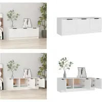 vidaXL Armoire TV Blanc 102x35x36,5 cm Bois composite - Armoire TV - Meubles TV - Supports TV