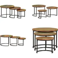 vidaXL Tables d'ensemble 3 pcs. Bois massif recyclé - Table de salon - Tables de salon - Set de tables de salon - Table de salon Moderne