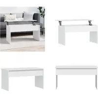 vidaXL Table basse blanche 102 x 50,5 x 52,5 cm en aggloméré - Table basse - Tables basses - Table basse réglable en hauteur - Table d'appoint