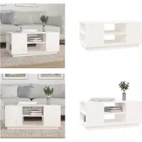 vidaXL Table basse blanche 90x49x40,5 cm Pin massif - Table basse - Tables basses - Table d'appoint - Table de salon