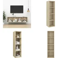 vidaXL Armoire TV murale Chêne Sonoma 37x37x142,5 cm Bois composite - Armoire TV - Armoire TV suspendue - Armoires TV suspendues